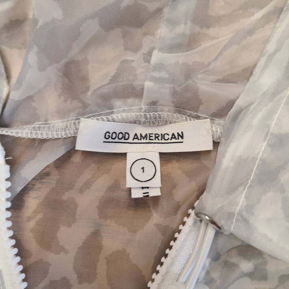 Good American Windbreaker Womens XS Animal Print Hooded  XS or Size 1 - Picture 8 of 10